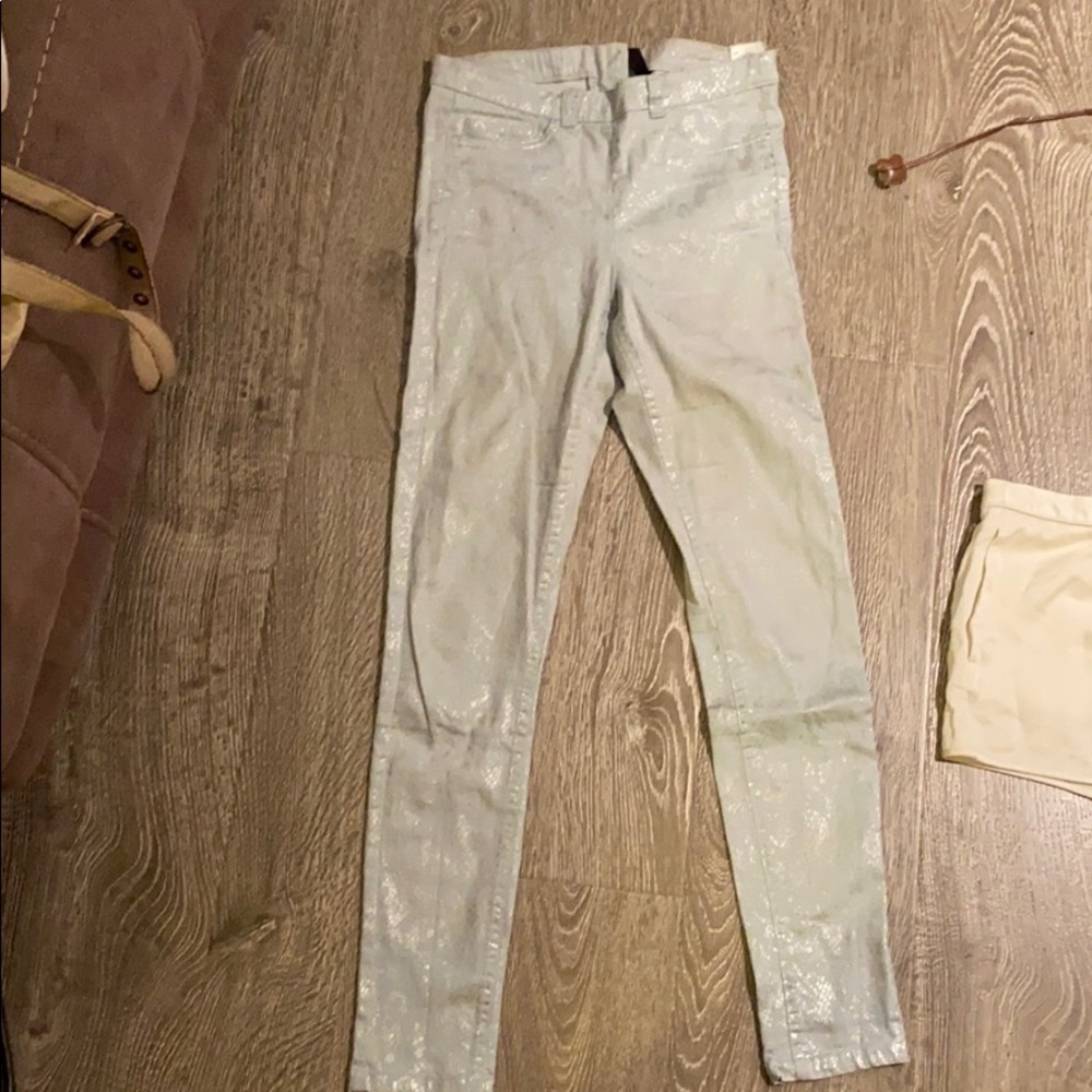 Metallic skinny pants
